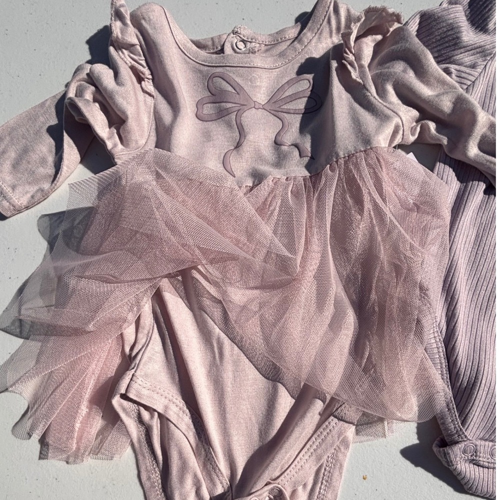 Cozy Couture Baby Bodysuit Set 6-9m Pink Purple Bamboo Tutu Floral NWT 3pc - Picture 9 of 11